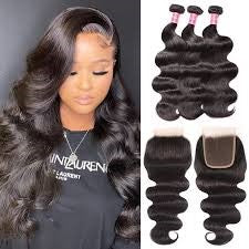 3 BUNDLES + CLOSURE (any texture any Length)