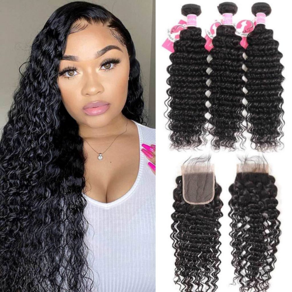 3 BUNDLES + CLOSURE (any texture any Length)