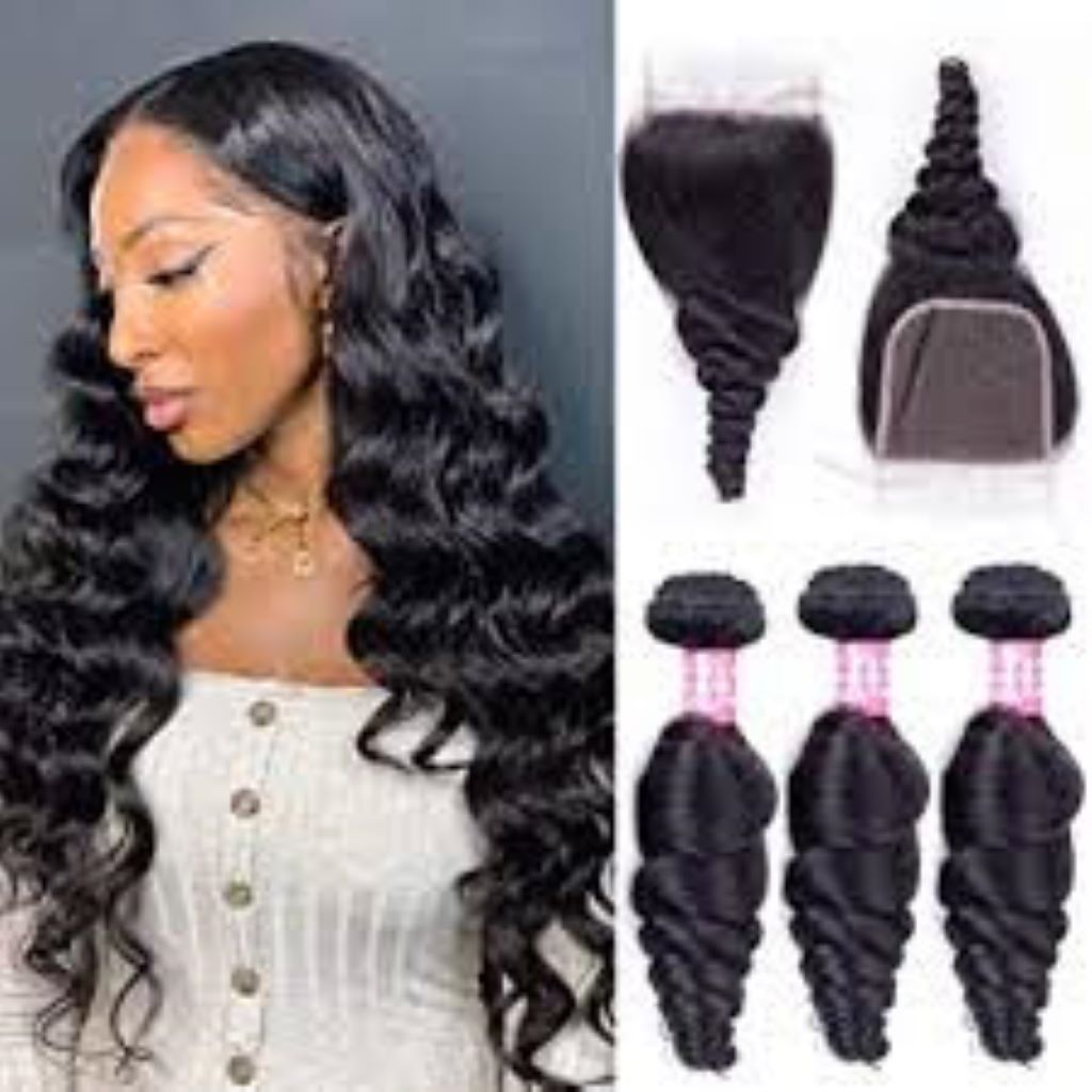 3 BUNDLES + CLOSURE (any texture any Length)